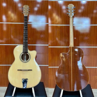 Guitar Cổ Thùng Phím Lõm Gỗ Hồng Đào Bông Lúa